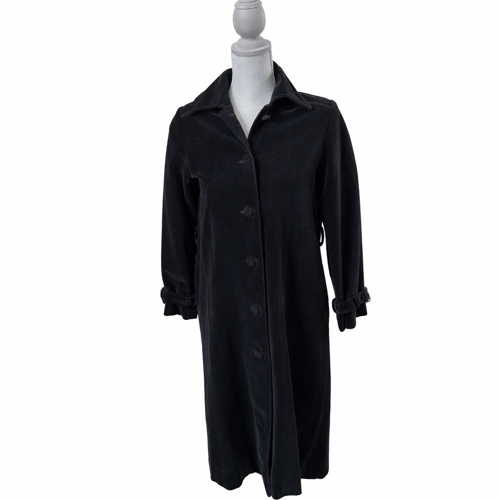 Vintage 45°C YUKO Black Velvet Button Front Long Coat